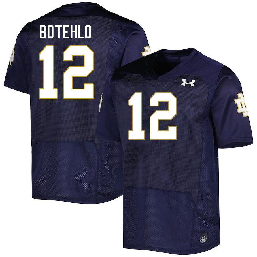 Men #12 Jordan Botehlo Notre Dame Fighting Irish College Football Jerseys Stitched-Navy